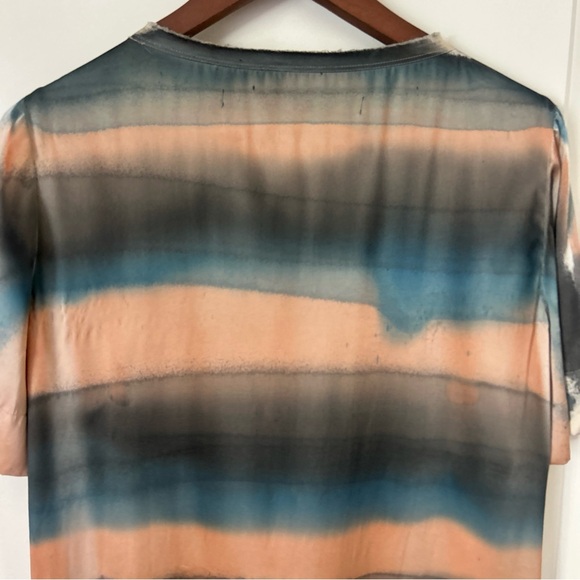 Raquel Allegra Silk Water Color Striped Print Mini Dress Women's Sz 0 Artsy - Picture 7 of 11